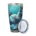 thumbnail image 2 of Balery Cat Underwater Fantasy Pattern 20oz Insulated Car Cup with Dual Drink Lids, Stainless Steel Travel Mug Eco-Friendly and Leak-Proof-Straw Three-piece Set, 2 of 8