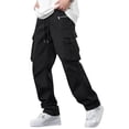 thumbnail image 6 of YUELONGHU Adult Men Casual Pants Black Cargo Pants Men Slim Fit Sports Pants Men's Autumn Thin Slim Fit Breathable Wear Pants Straight Quick Drying Casual Woven Running Trousers for Men, 6 of 9
