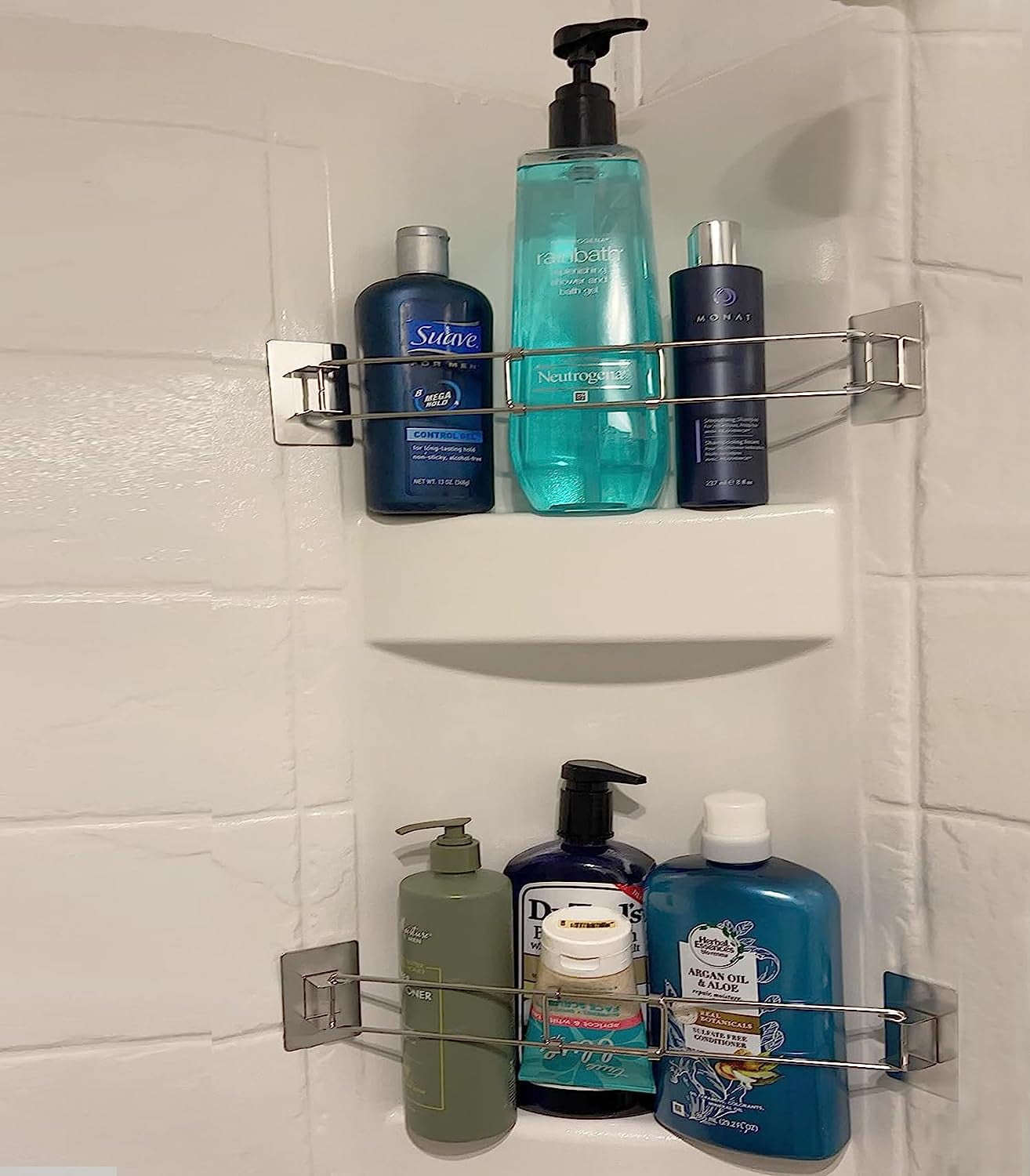 AnTom RV and Camper Shower Corner Storage Bar, Stainless Steel Length