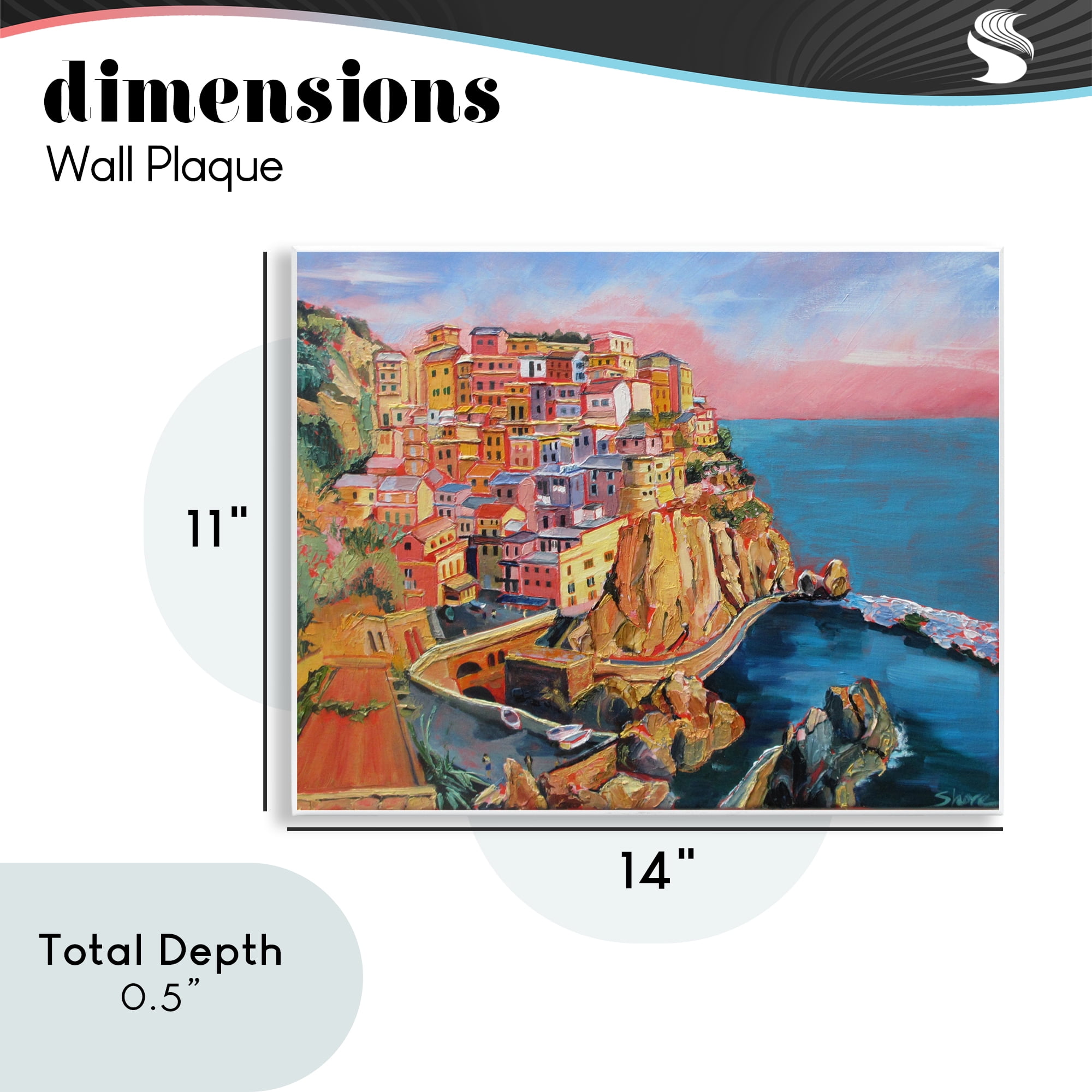 Stupell Industries Cinque Terre Seascape Architecture Wall Plaque Art, design by Maxine Shore