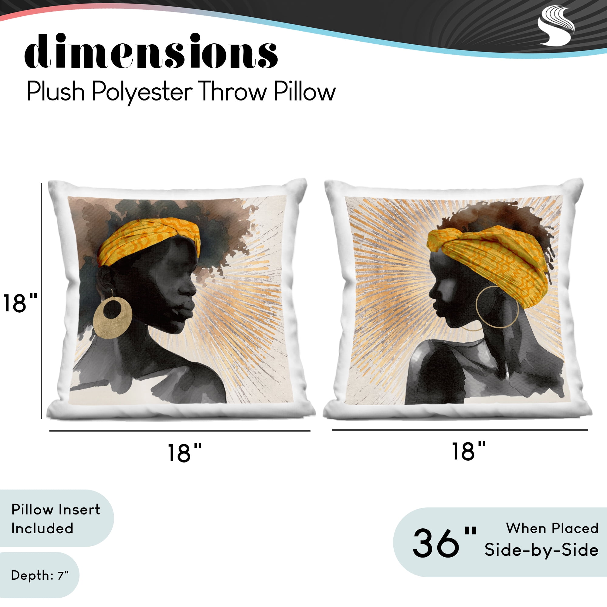 Stupell Industries Radiant Portraits Of Women 2 Piece Decorative Printed Throw Pillow Set, design by CAD Designs, 18 x 7 x 18