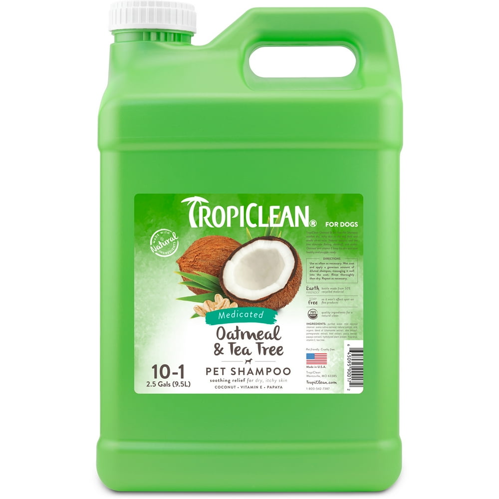 TropiClean Oatmeal & Tea Tree Medicated Itch Relief Shampoo for Pets, 2