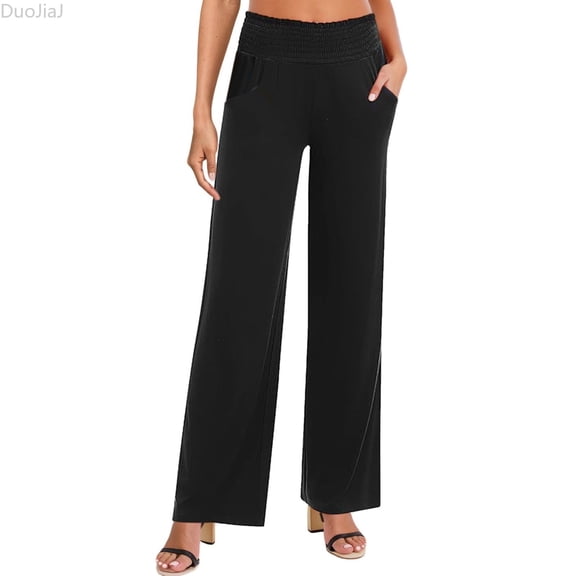 DuoJiaJ Women's High Waisted Wide Leg Loose Casual Pants Sports Beach Vacation Comfortable Home Casual Pants Women's Wide Leg Pants Black XXL