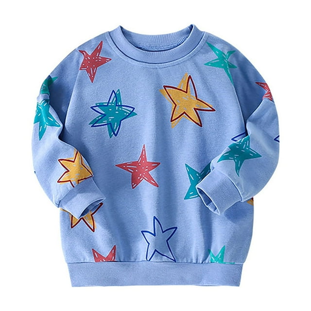 MIASHUI Chandail à Capuchon et Chandails en Molleton pour Garçons Hauts à Manches Longues Décontractés et Élégants pour Enfants Designs Imprimés Confortables pour Automne et Hiver Idéal pour un Usage Quotidien et des Aventures en Plein Air Bleu Clair, 5-6 Ans
