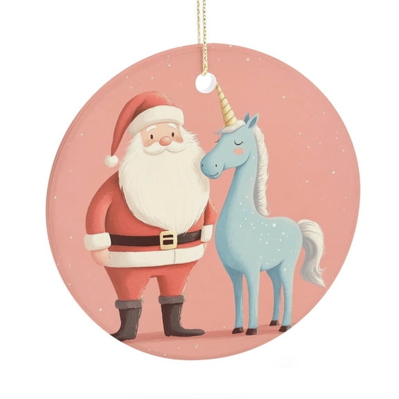 Ceramic Ornament Unicorn And Santa Claus Personalized Christmas Ornament Winter Holiday Decor Ornament Christmas Tree Gifts Gift Ideas for Home Decor