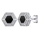 thumbnail image 1 of Pendientes hexagonales de Silvora para hombres y mujeres, pendientes de plata de ley 925 Pendientes de botón de ónix negro de runa vikinga nórdica para oreja sensible, 1 of 8
