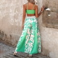 thumbnail image 4 of Women Solid Strap Vest Crop Top Fashion Print Elastic Waist Wide Leg Pants plus Size Jumpsuit Womens Pantsuits Chiffon Two Piece Sexy Wedding Guest Dress Womens Ski Winter Jumpsuits for Women Dressy, 4 of 8