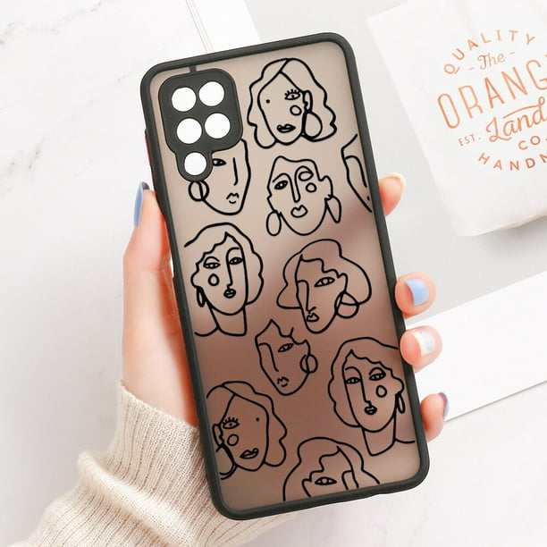 Funda de línea de cara abstracta para Samsung, cubierta dura mate para Galaxy A50, A12, M31, A70, A03S, A30, A20, A11, M11, Note 20, Ultra, 10 Plus, 8, 9 qiuyongming unisex