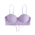 thumbnail image 2 of sunsanly Women Bikini Bra Push Up Padded with Wire Spaghetti Strap Solid Color Swimming Seashell Shape Lace Up Beach Swimming Top Women Clothes, 2 of 8