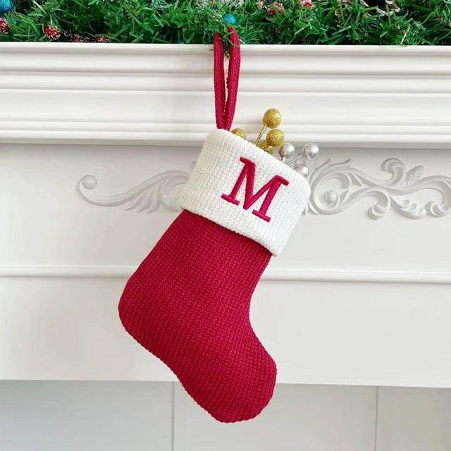 Knitted Hosiery Wool Hosiery Embroidered Letter Children's Candy Gift Bag Christmas Stocking Gift Bag