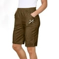 thumbnail image 5 of Sakmal Chino Women Khaki Shorts Straight Leg High Waisted Knee Length Trendy Solid Yellow Womens Shorts with Pockets, 5 of 8