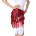 thumbnail image 4 of Traje de danza del vientre Zulema Bufanda con cinturón de lentejuelas y monedas rojo, 4 of 8