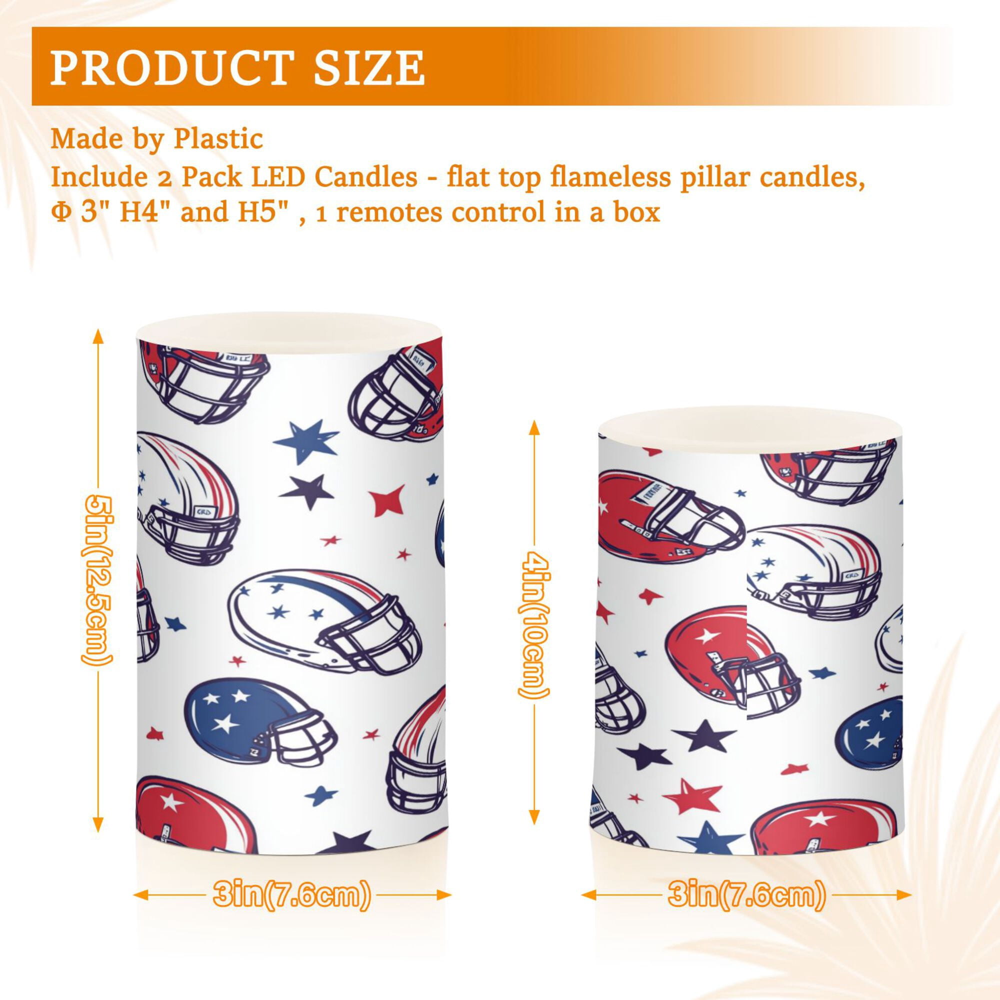 Yayeee Flameless Candles with Remote Flickering Battery Operated Multi Color Changing, Cartoon American Football Helmets