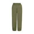 thumbnail image 5 of YOTMKGDO Slacks for Women Pant Cotton Women Waist Crop Loose Colour Pure and Pants Elastic with Pocket Women Casual Pants Plus Size Leggings Army Green L, 5 of 6