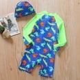 thumbnail image 6 of YTDSCS Baby Toddler Boys One Piece Swimsuit with Cap 2PCS Long Sleeve Bathing Suit Kids Summer UV Protective Boys Swimwear 2-8T, 6 of 8