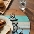thumbnail image 3 of Nautical Anchor Round 15 Inch Placemats Set of 8, Retro Blue Brown Wooden Boards Farmhouse HeatResistant Non Slip Place Mats for Dining Table, Wipeable Braided Kitchen Table Mats for Housewarming, 3 of 9