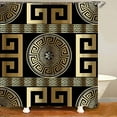 4 Pieces Bath Sets Geometric Black Gold Greek Key Meander, AntiSlip