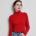 thumbnail image 1 of Suéter de mujer Otoño e Invierno Suéter de lana engrosado Cuello alto Jersey de barra de tiro Solapa corta Camisa de base de punto entallada, 1 of 6