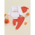 thumbnail image 4 of Aojekbee 3Pcs Baby Halloween Outfits Long Sleeve Romper + Pants + Hat Set Infant Fall Clothes, 4 of 10