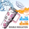 thumbnail image 2 of Halloween Design 40oz Tumbler w/Handle - Ghosts/Pumpkins Double Wall Insulated Stainless Steel Cup, Leakproof Lid, Gift Ready, 2 of 5