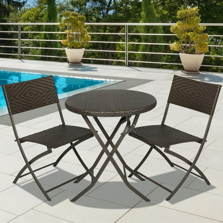 Best Choice Products Hand Woven Rattan 3-Piece Outdoor Bistro Set, Brown