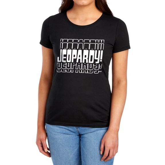 Popfunk Jeopardy Multiple Logo Women's T Shirt, Black, Large