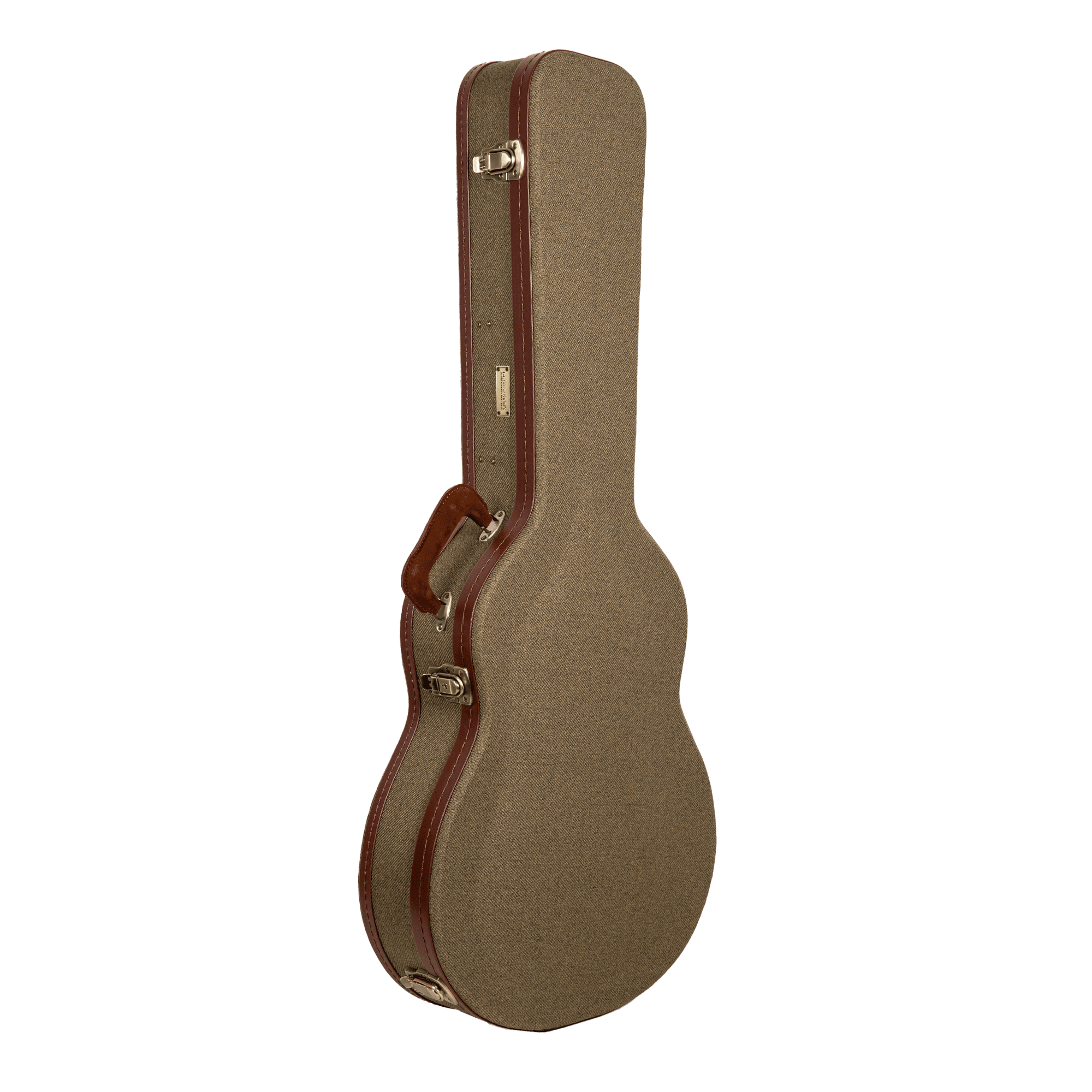 Crossrock Master Series-Wooden 335 Style 6-string Semi-Hollow Electric Guitar Case-Security Lock, Genuine Leather Handle, Reinforced Hardware, Metal Feet, Storage Space- Olive Green Tweed