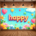 thumbnail image 5 of Colorful Decorations Happy Birthday Banner Flower Balloons for Kids Party Celebration Outdoor Fun, 5 of 9