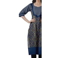 thumbnail image 4 of Moomaya Robes Indiennes pour Femmes Décontractées Été Imprimé Manches 3/4 Longue Kurta, 4 of 6