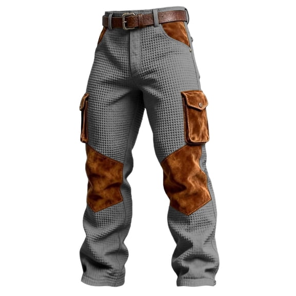 PIMSSY Men Pants Work Pants Casual Trousers With Texture Comfortable Relaxed Fit Durable Everyday Wear Male Breathable Solid Color Slacks