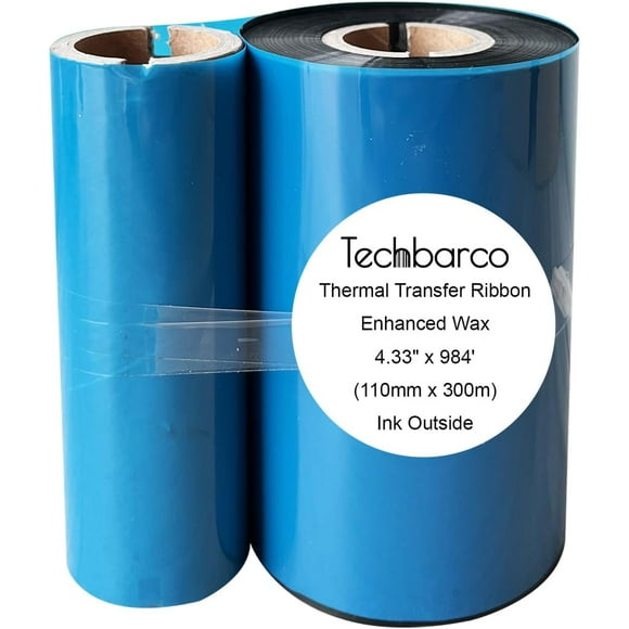 UTAH-4.33" x 984'(110mmx300m) Premium Enhanced Wax Thermal Transfer Ribbon, Core 1", Black, with Empty Reel, Ink Outside, Barcode Ribbon Compatible with Zebra Printer