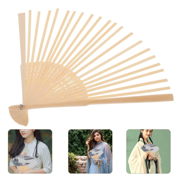 Pawsdot Classic Light Yellow DIY Folding Fan Frame with Smooth Lines and Strong Break Resistance