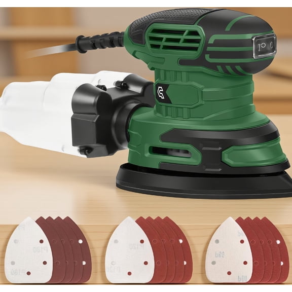 1-Piece Mouse Detail Sander 1.6A 13000RPM Electric Sander with 15 Sandpapers and Dust Collection Box, Pink
