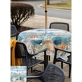 thumbnail image 5 of Outdoor Tablecloth with Umbrella Hole for Patio/Picnic/Party/Camping, Blue Coastal Waterproof Table Cloth Square Cover Washable, Summer Beach Starfish Shell Coral Nautical (60"x 60"), 5 of 8