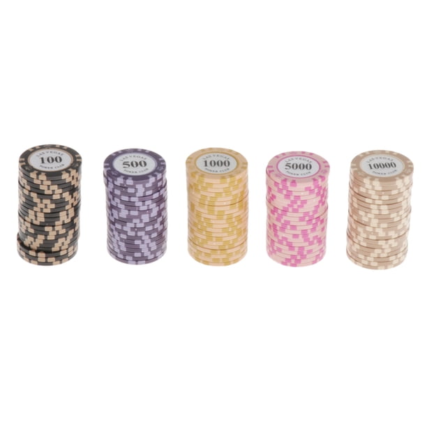 Juego de 100 Piezas de Fichas de Póker para Texas Holdem, Blackjack, Gambling Casino Chips - 50 100 500 1000 5000 Sunnimix Fichas de póker del casino