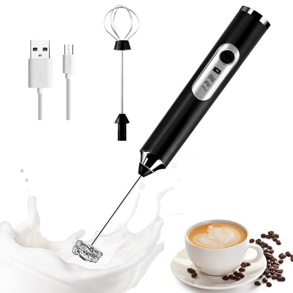 Espumador de Leche Eléctrico, Mini Máquina de Espuma de Mano, Recargable por USB de 3 Velocidades, Mezcladora de Bebidas con 2 Batidores para Café a Prueba de Balas, Capuchino, Matcha, Chocolate Calie