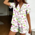 thumbnail image 4 of Cavosen Pajama Sets for Women 2 Piece 2 Piece Trendy Short Sleeve Button Down Loungewear with Shorts Tennis Print Soft Ruffle Belt Matching Set Summer Breathable Sleepwear, 4 of 6