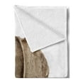 thumbnail image 2 of Weimaraner Soft Flannel Fleece Throw Blanket, Portrait of Brownish Short Haired Hunting Dog Animal Breed Head Nose Ear, Cozy Plush for Indoor and Outdoor Use, 50" x 70", White Cocoa Tan, by Ambesonne, 2 of 5