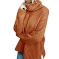 thumbnail image 3 of Langwyqu Autumn Winter Women Roll Neck Solid Knit Sweater Pullover, 3 of 5