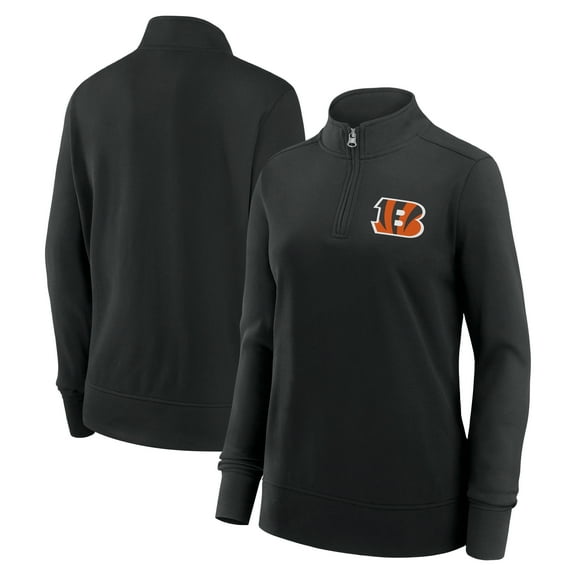Women's Logo Athletic Black Cincinnati Bengals Velocity Quarter-Zip Jacket