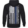 thumbnail image 3 of FOX OUTDOOR PRODUCTS Men's Thin Colored Line USA Flag Print Hooded Pullover| Cotton Blend Patriotic Pattern Casual Sweatshirt, Blue Line/Black, Medium, 3 of 3