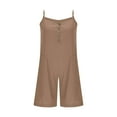 thumbnail image 5 of lcziwo Womens Summer Casual Sleeveless Romper Loose Adjustable Straps Button Down Overalls Shorts Lightweight Linen One Piece Jumpsuit 2025 Clothes on Sale Clearance Khaki S, 5 of 8