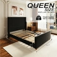 thumbnail image 3 of Queen Size Bed Frame, Upholstered Platform Bed with 62" Tall Headboard & Footboard, Soft Velvet Fabricbed Bed, Easy Assembly, Black, 3 of 7