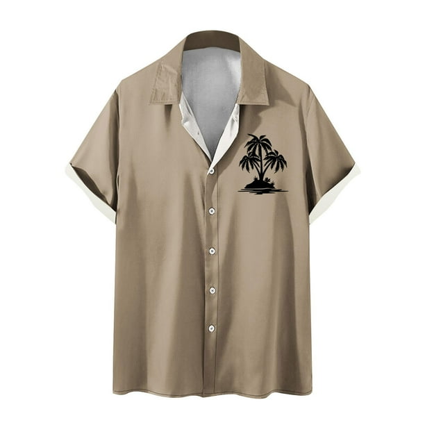 Camisas de Manga Larga para Hombres Blusa Cómoda de Cuello de Impresión, Camisa Casual de Poliéster para Uso Diario, de Fiesta Y de Primavera de Verano