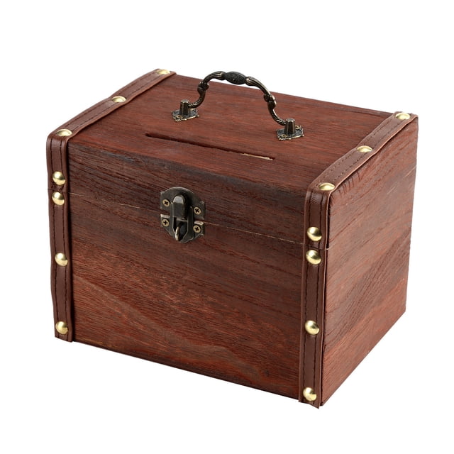 Ahorros de madera grandes de la caja de dinero segura del banco de P Iggy con la talla de madera hecha a mano de la cerradura Wmkox8yii pojnllj69