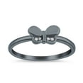 thumbnail image 2 of Black Tone, Simulated Cubic Zirconia Size-9 Butterfly Ring Round Shape 925 Sterling Silver, 2 of 7