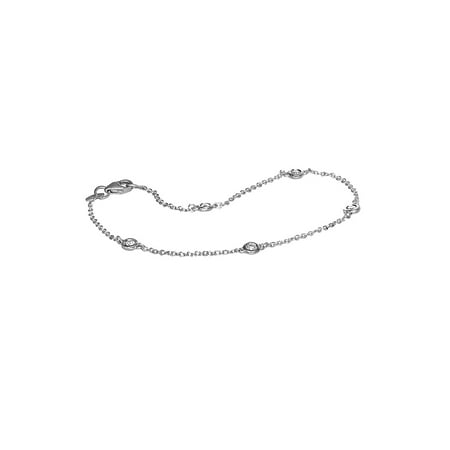 0.25 TCW Diamond and 14K White Gold Station Bracelet