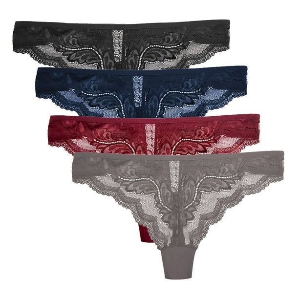 Women's Lace Panties Breathable Underwear, 4 Packs