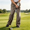 thumbnail image 5 of Havenx Mens Pleated Wide Leg Dress Pants Elastic Waist Straight Leg Baggy Pants with Pockets Button Slacks Breathable Old Money Work Office Business Trousers,Light Brown 3XL, 5 of 8