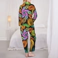 thumbnail image 5 of Kll Hippie Style Print Women'S Long Sleeve Pajamas With Pants Sleepwear Loungewear 2 Set-Large, 5 of 9